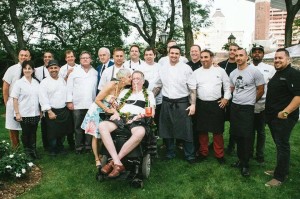 Gerry with wife, Pastry Chef Claudia Fleming and his team at North Fork Table & Inn this summer (reposted from his Facebook timeline)
